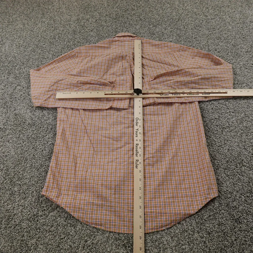 Ralph Lauren Shirt Mens S Orange Green Check Pony Button Up Long Sleeve Preppy‎